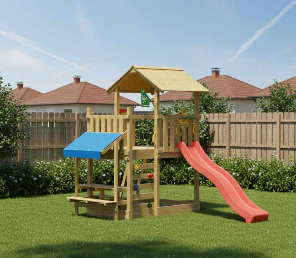 Jungle Plaza | Wooden climbing frame with slide