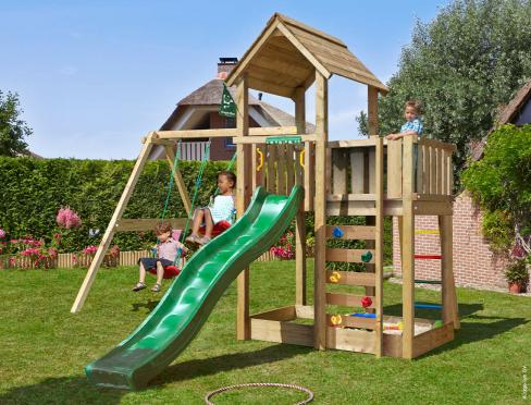 Childrens Wooden Climbing Frame • Mansion 2-Swing 