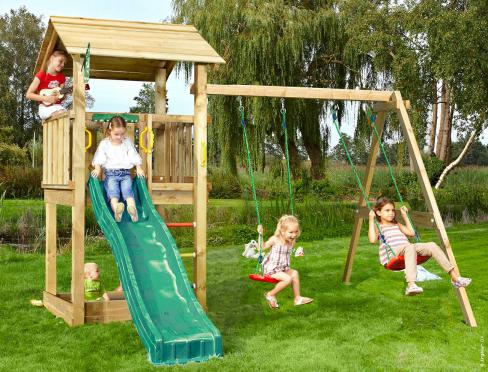 Jungle Casa | Wooden climbing frame with double swing