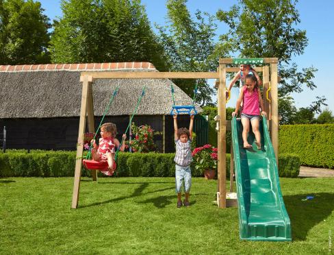 Jungle Tower | Wooden climbing frame with double swing